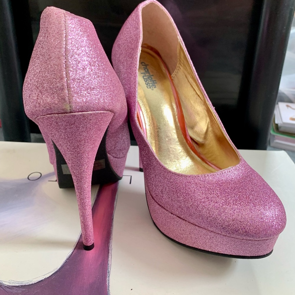 Charlotte Russe Pink Glitter Platform High Heels